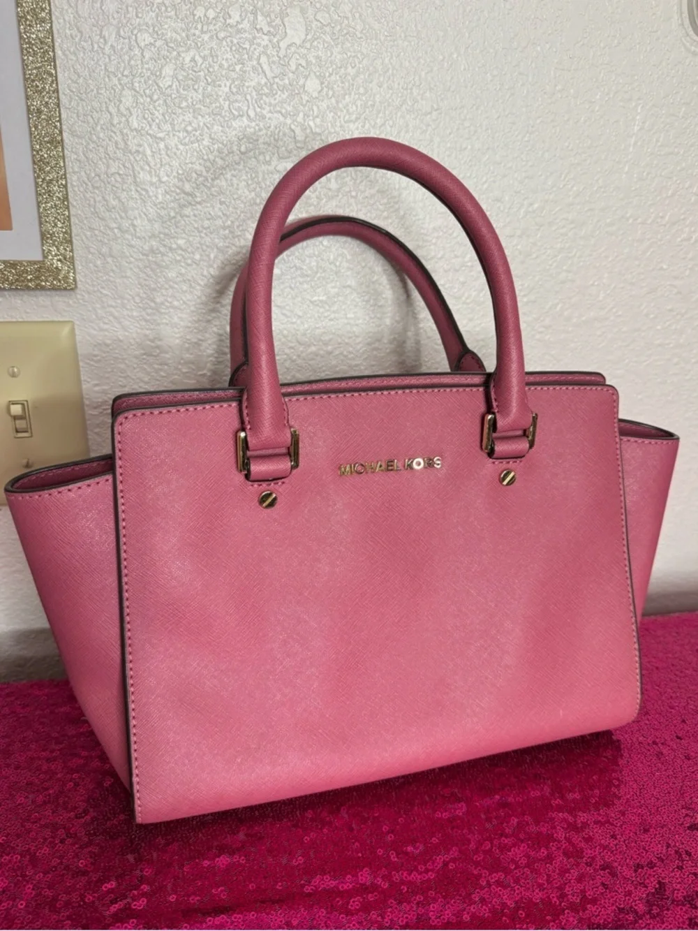 MICHAEL KORS 💖 Mauve Structured Satchel, Double Handles, Leather (8x14 inches)